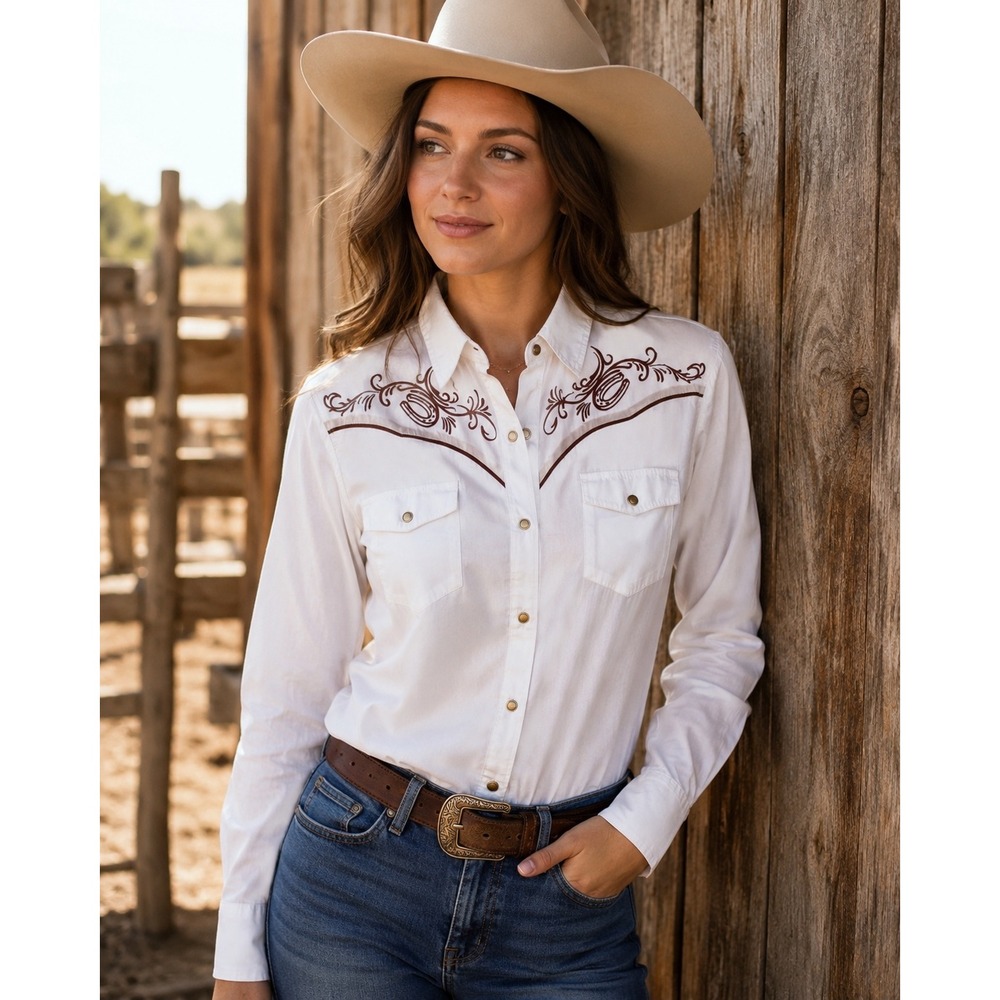 Ace of Diamond Western Pearl Snap Shirt Horseshoe 19.5" P2P NWOT USA